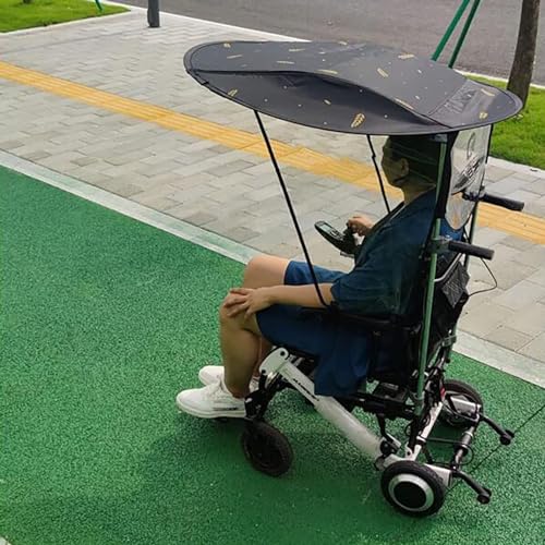 Motorcycle Umbrella Mobility Sun ShadeWheelchair Parasol, Universal Electric Wheelchair Umbrella Canopy Awning Adjustable Outdoor Umbrella Holder Sun Shade Rain Cover, for Most Wheelchairs