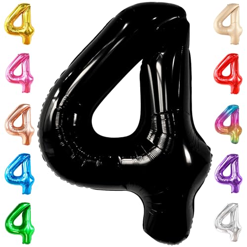 Image of KatchOn Black Number 4 Balloons 40 Inch, 4 Birthday Decorations