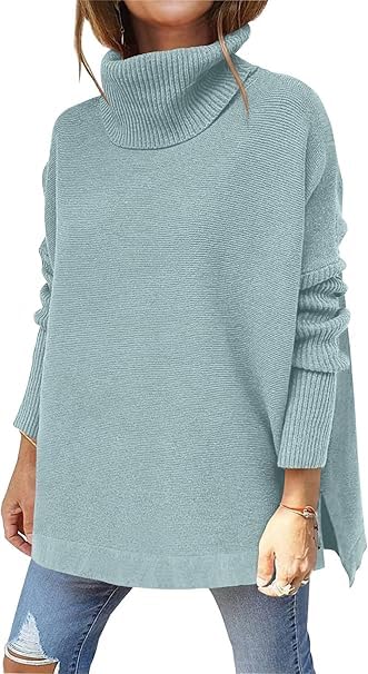 Hormtaer Pullover Damen Winter Rollkragenpullover Warm Oversized Strickpullover Rollkragen Stricken Pulli Grobstrickpullover Casual Lose Langarm...