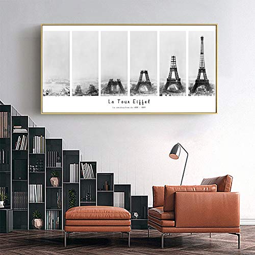 Grande Taille Paysage Tour Eiffel Construction Affiches Peinture Mur Art Toile Photo Impression pour Salon décor 40x120 cm sans Cadre