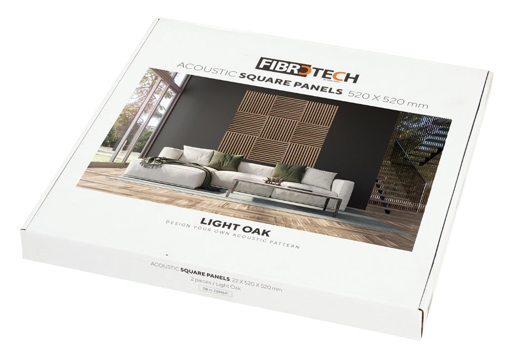 Fibrotech 2344641 Pannelli Quadrati acoustico-Quercia, Rovere Chiaro