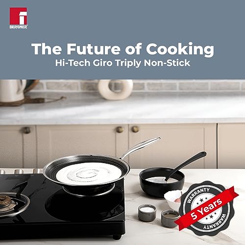 Image of Bergner Hitech Prism TriPly Stainless Steel 30 cm Tawa, Non Stick Tawa for Roti /Dosa /Chapati, Induction Bottom and Gas Ready, Metal Spatula Friendly