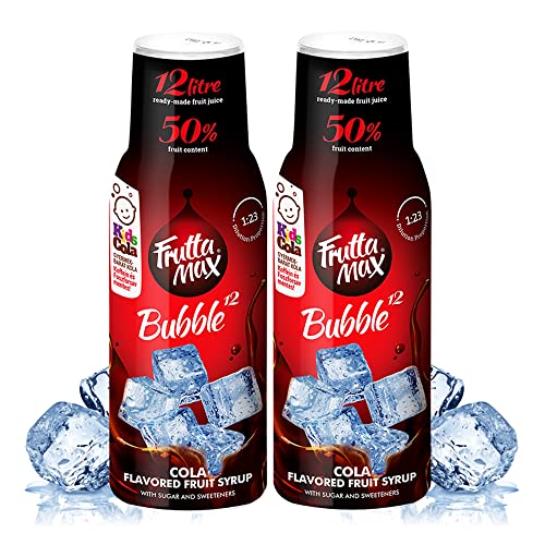 2 paquetes - FruttaMax - Concentrado de jarabe de frutas | Menos azúcar | con un 50% de contenido de fruta | adecuado para máquina de refrescos (2 x 500 ml) (2 x Cola)