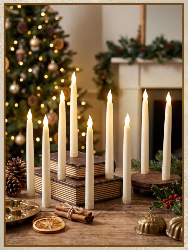 Image of Funtery 48 Pcs Flameless LED Taper Candles Battery Operated Candles Bulk Realistic LED Candlesticks Flickering for Wedding Church Party Home Decor(Ivory,8 Inch,Compact Style)
