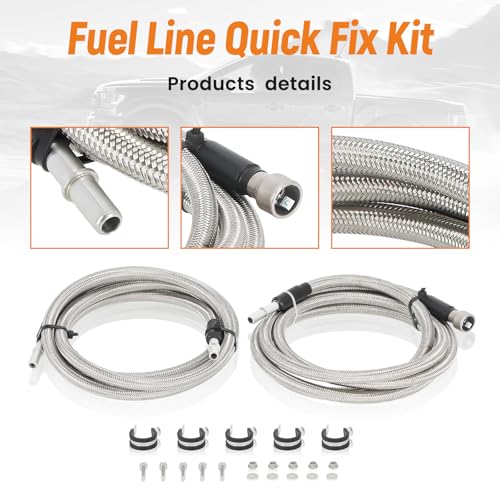 Image of 15946178 Stainless Steel Braided Fuel Lines Kit for Chevy & GMC | For Silverado 1500HD 2004-2008 2500HD 3500HD 2004-2010, for Sierra 1500HD 2004-2008 2500HD 3500HD 2004-2010 # 819-816