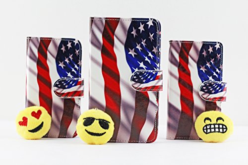 Customerfirst - ZTE Zephyr Case,Wallet Case Pouch Premium Leather for ZTE Zephyr Z752c, ZTE Paragon Z753g, ZTE Sonata 2 (Straight Talk, Tracefone, Net10, Criket) FREE 1 Emoji Key Chain (American Flag)