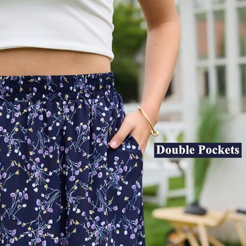 Maxi Skirts for Women with Pockets Long Midi Length Casual Skirt for Holiday