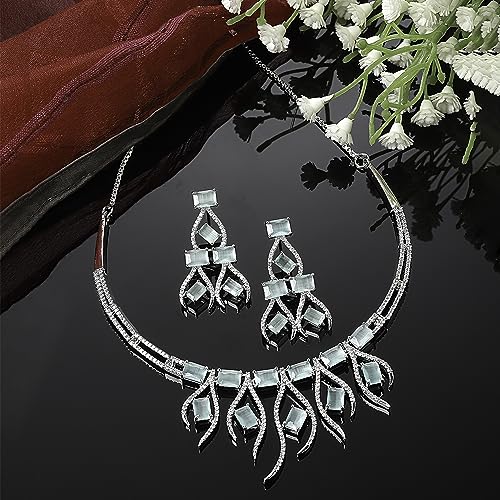 Rhodium-Plated American Diamond Necklace Set