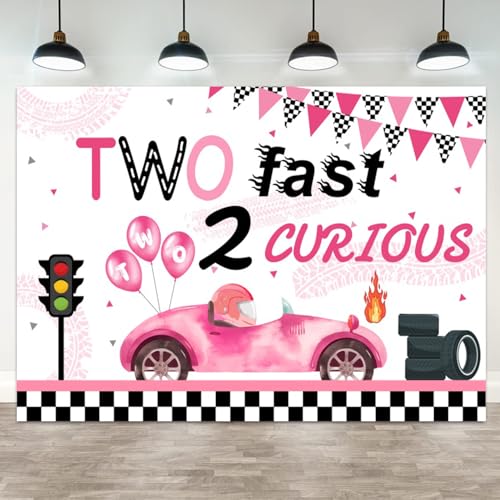 Toile de fond de course 2,1x1,5m rose pour l'anniversaire d'un enfant