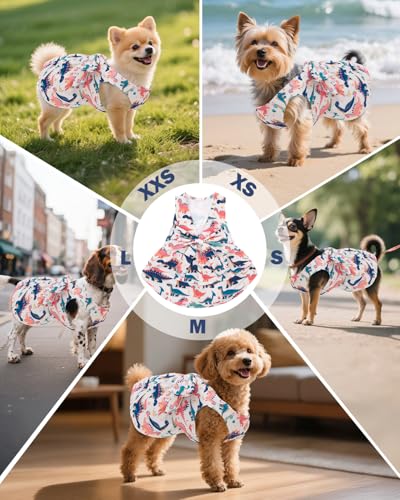 Image of CuteBone UPF50+ Dog Dresses for Small Dogs, Summer Sleeveless Deep V-Back Pet Dress with Big Bow, Breathable Swimwear Fabric, Cooling Stretchy Puppy Clothes for Outdoor Wedding Party Beach DV08XS