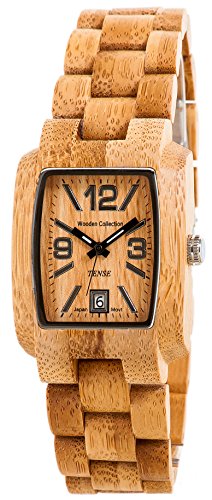 Tense Bamboo Mens Wood Watch Day Time Jumbo J8102b Lfln