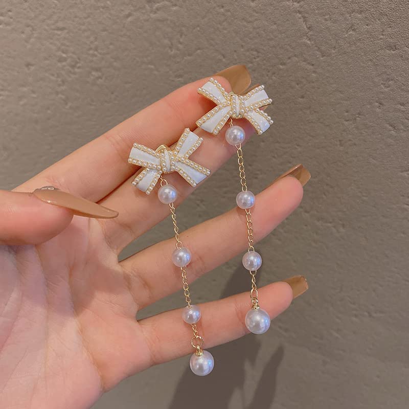 Pearl Earrings for Women Pearl Bow Drop Earrings Prom Party Wedding Earrings for Brides Jewelry Gifts 5