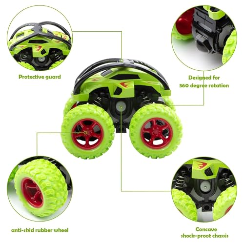 Image of Kidology Mini Monster Trucks Toy for Kids Age 3+ Years- Friction-Powered Racing Cars, Pull Back 360 Rotating Off-Road Vehicles, Inertia Trucks for Kids, Gift for Boys | Set of 4