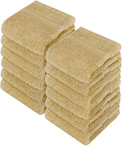 Utopia Towels - Luxury Washcloths Set 12 x 12 inches, Beige - 700