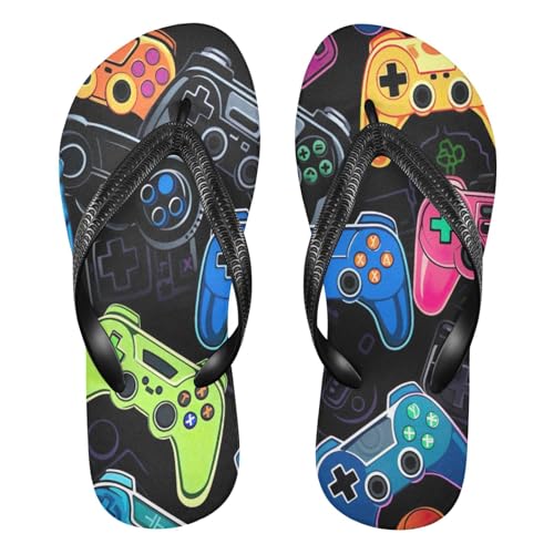 Colorful Video Game Controllers Flip Flop Sandal Men's and Women's Summer Sandal | Beach & Water Shoes（995）