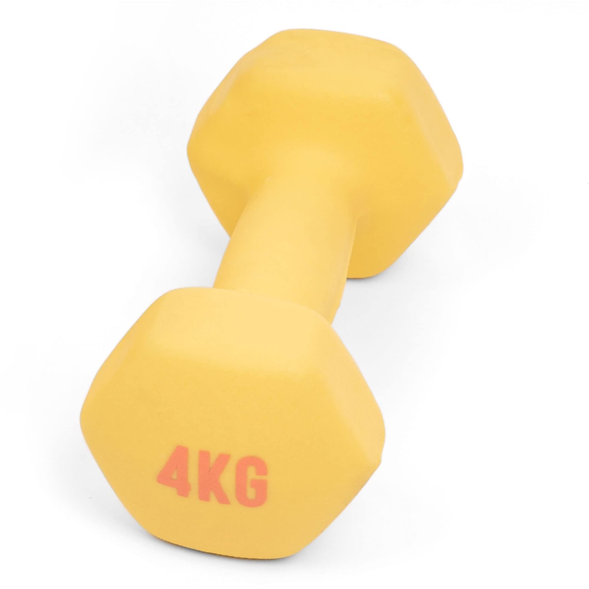 MYGA Hex Dumbbells - Single Neoprene & Cast Iron Hexagonal Dumbbell Hand Weights for Women and Men at Home & Gym - Weight: 4 kg