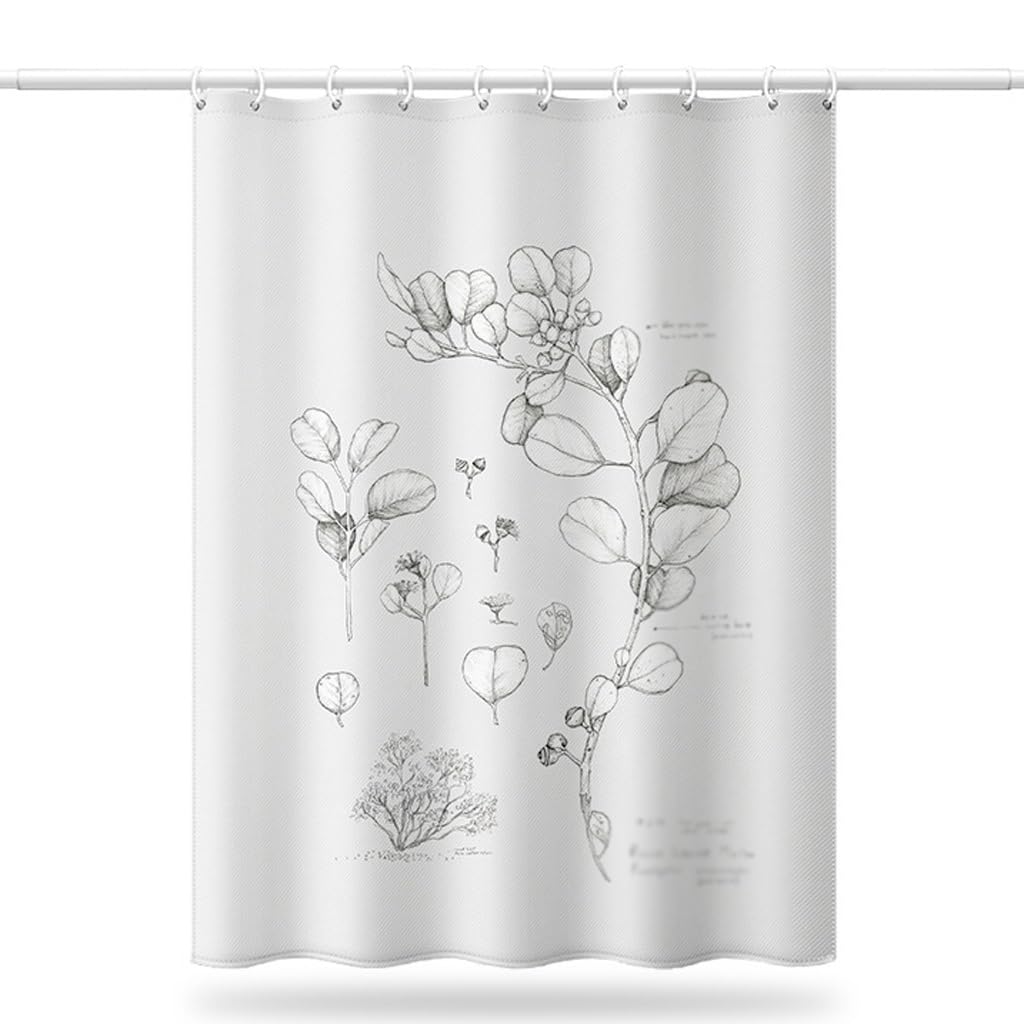 NZPOST Cortina de Ducha de baño Cortina de patrón de Hoja de Planta Cortina de Puerta de poliéster Cortina de partición Impresión Digital Cortina de Ducha Impermeable para el h
