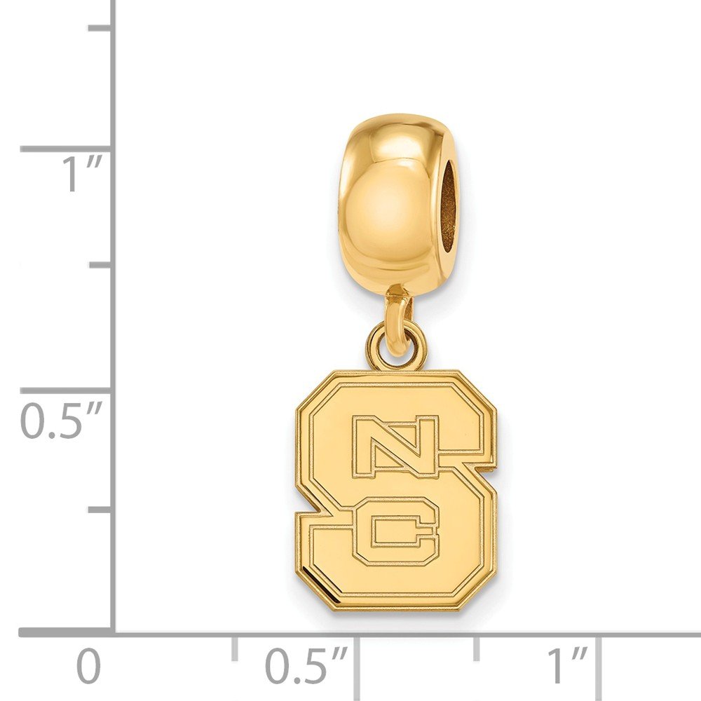 NC State Bead Charm Small (1/2 Inch) Dangle (Gold Plated)