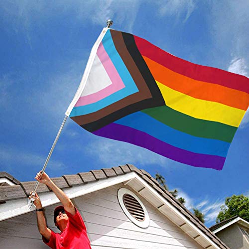 Progress Pride Rainbow Flag 3X5 Outdoor All Inlcusive Progressive Pride 100D Bisexual Lgbtq Non Binary Lesbian Gay Transgender Prides Proculsexual Flags #TOP6