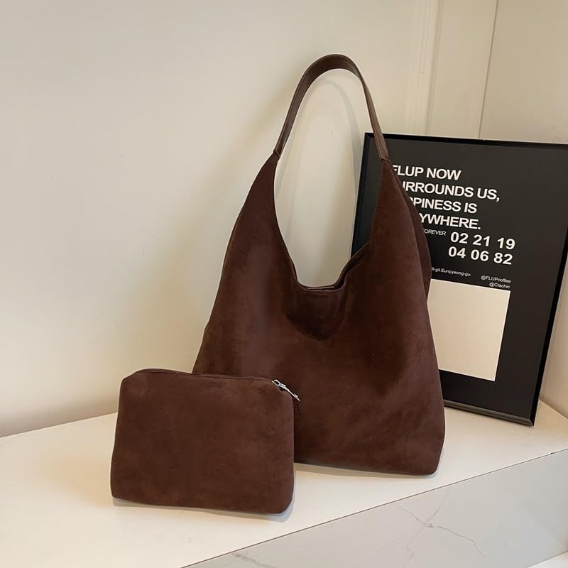 Bolso tote grande marrón para mujer miniatura 3