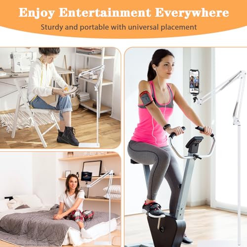 Image of Adjustable Embroidery Hoops Stand for Hand Work,Cross Stitch Frame with 360 Rotation, Embroidery Desktop Stand Suitable for Embroidery Kit,3-in-1 Hoop /Tablet /Phone Holder Floor&Desktop Stand（White）