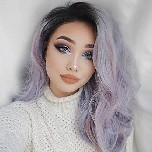 GNIMEGIL Mix Color Long Wavy Ombre Hair Halloween Party Wigs for Women in Heat Friendly Fiber Synthetic Costume Wigs (Wig Head Circumference Size is 20-24 inches)