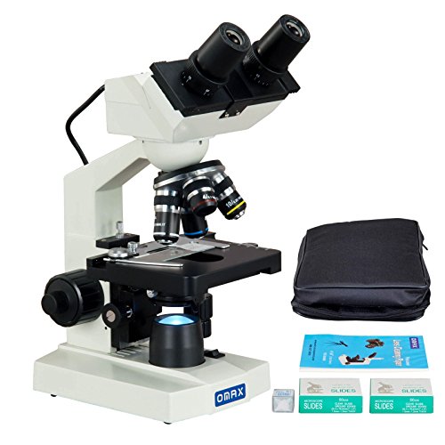 Omax 2000 x integrado 1.3 MP Digital Microscopio Compuesto Binocular W funda de vinilo + diapositivas + fundas + lente Paper