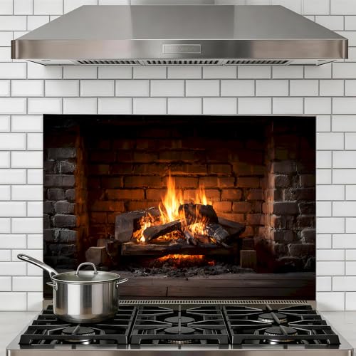 Cmialusie Cozy Fireplace Peel and Stick Backsplash 35.4x23.6 in