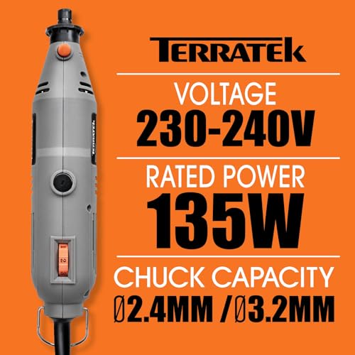 Terratek Corded Rotary Tool 120Pc Accessory Set, 135W Variable Speed 8000-33000RPM, Ideal for DIY Projects, Woodwork, Hobby Craft & Dremel Multi Tool Compatible 4 Terratek Corded Rotary Tool 120Pc Accessory Set, 135W Variable Speed 8000-33000RPM, Ideal for DIY Projects, Woodwork, Hobby Craft & Dremel Multi Tool Compatible - Image 4