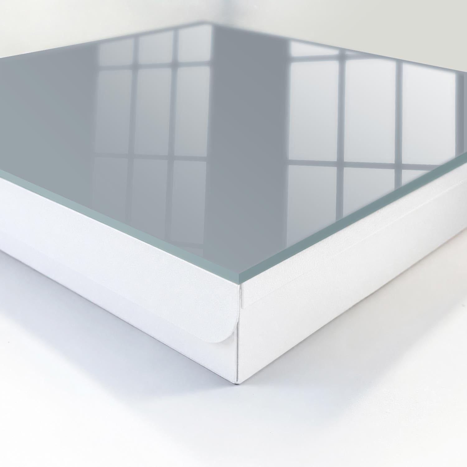 Tulup Armario de Llaves 30x30 cm | Blanco | Derecha | Montaje en Pared | Gris millennial | Kit de Montaje Incluido | 50 Ganchos | de Metal | Frente Decorativo de Cristal | Organizador