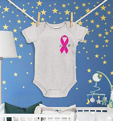 shop4ever® Pink Ribbon Pink Breast Cancer Awareness Baby Bodysuit Cotton Romper3