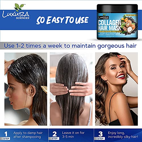 Image of Luxura Sciences Collagen Hair Mask /After Shower Conditioner With Black Seed Oil, Argan Oil & Shea Butter 100G (Refreshing Peace)