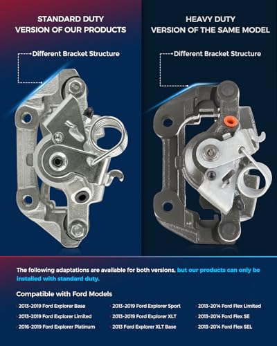 Image of KAX Disc Brake Caliper Assembly for Ford Explorer 2011-2019, Taurus 2013-2019, Flex 2010-2014, Lincoln MKT 2010-2014, Rear Left Driver Side