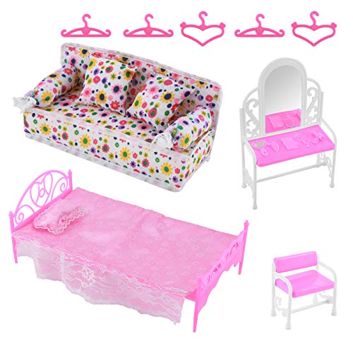 Felenny 8 Stück Prinzessin Möbel Zubehör Kommode Set + Sofa Set + Bett...