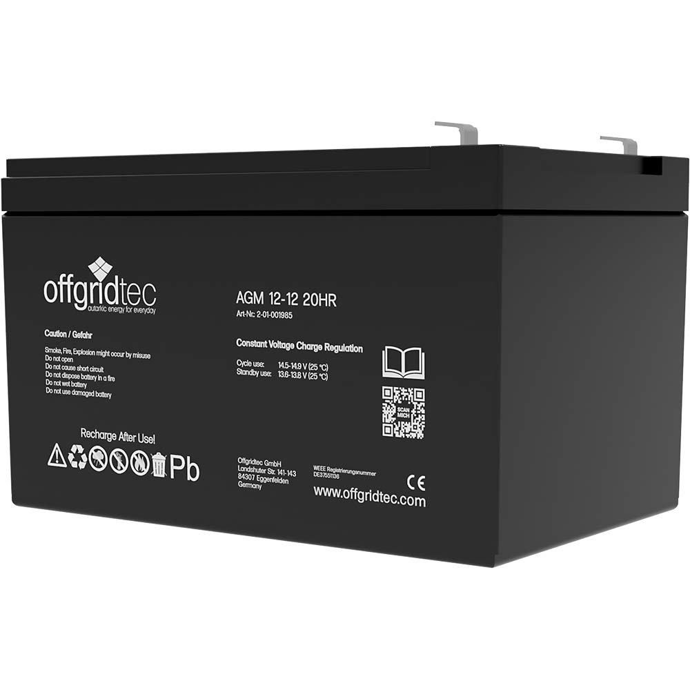 Offgridtec 12Ah 12V AGM Zyklenfest USV Ersatz VRLA Bleiakku