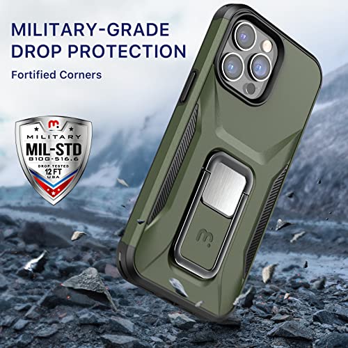 Coque iPhone 14 Pro vert armée antichoc avec support intégré de qualité militaire - 4