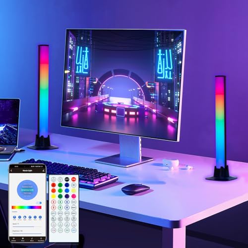 32.5 cm Smart LED Light Bars,TV Retroilluminazione Intelligente,Lampada RGB Torre di Illuminazione, Intelligente Arcobaleno con APP e Telecomando per PC, TV, Sala Giochi e Case Copmuter（2 Articoli）