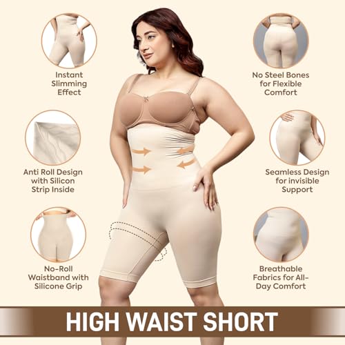 Image of SHAPEMOUR High Waist Shapewear for Women, Body Shaper Shorts with Silicone Grip, No Steel Bones Slimming Panties, Seamless Design Tummy Control Tucker