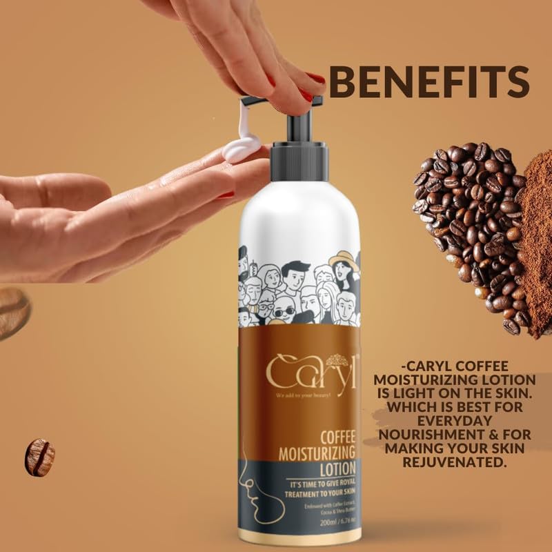 Image of Caryl Cocoa Coffee Face & Body Scrub with Coffee Nourishing Lotion Combo | Moisturizing & Deep Exfoliation | For Dry Skin & All Skin Types | Skin Cleansing & Hydrating Care Set