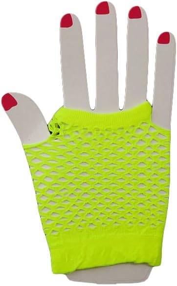 80s Neon Fishnet Gloves Neon Yellow
