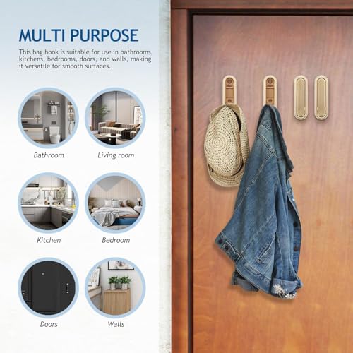 4PCS Gold Foldable Wall Hooks, Metal Foldable Hooks Wall Wount for Bathroom, Kitchen, Bedroom – Space-Saving, for Towels, Coats, Bags, Easy Installation (4, Gold) - Image 4
