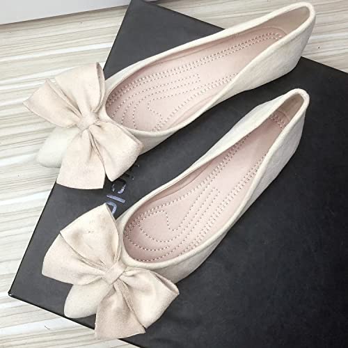 TN TANGNEST Women's Leopard Pointy Toe Bow Ballet Flats Classic Slip on Dress Ballerian Shoes Casual Walking Loafers3