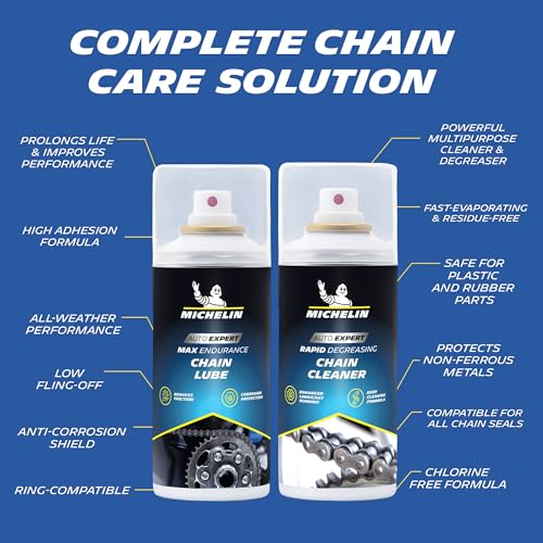 Image of MICHELIN Bike Chain Lube & Cleaner Combo (150ml X 2) | Long-Lasting Lubricant & Powerful Degreaser | Restores Smoothness, Reduces Wear & Enhances Performance | Safe on O /X /Z-Ring Chains