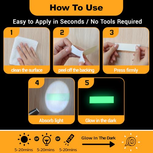 Image of High Brightness Glow in the Dark Tape for Safety Marking, Art Craft DIY, Halloween Deco and Party Accessories. Non-Toxic Adhesive, Waterproof Rechargeable Luminous Tape (2in X 30ft)