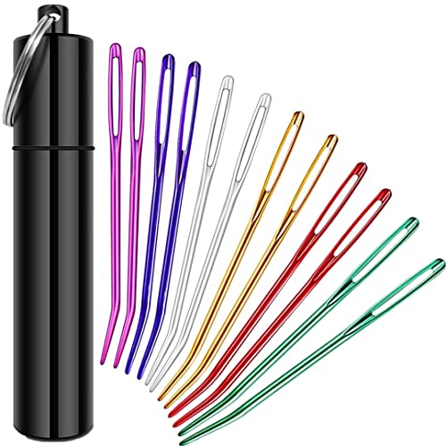 Yklbpd 12Pieces Yarn Darning Needle Large Big Eye Weaving Needle ,Tapestry Needle Bent Needles With Aluminum Storage Tube #TOP1