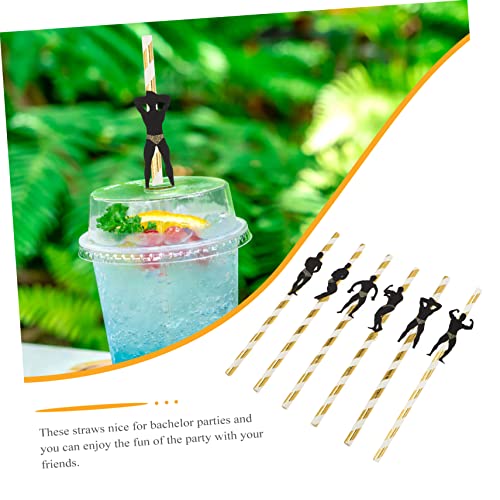 24 pitillos desechables dorados para fiesta miniatura 6