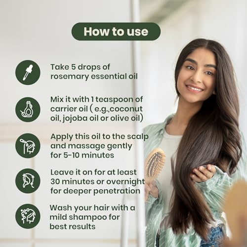 Image of Rosemary Essential Oil | Hair Fall Support | Lab Tested | 20ml | 100% pure rosemary essential oil, dermatologically tested, steam distilled, no synthetic fragrance, no additives