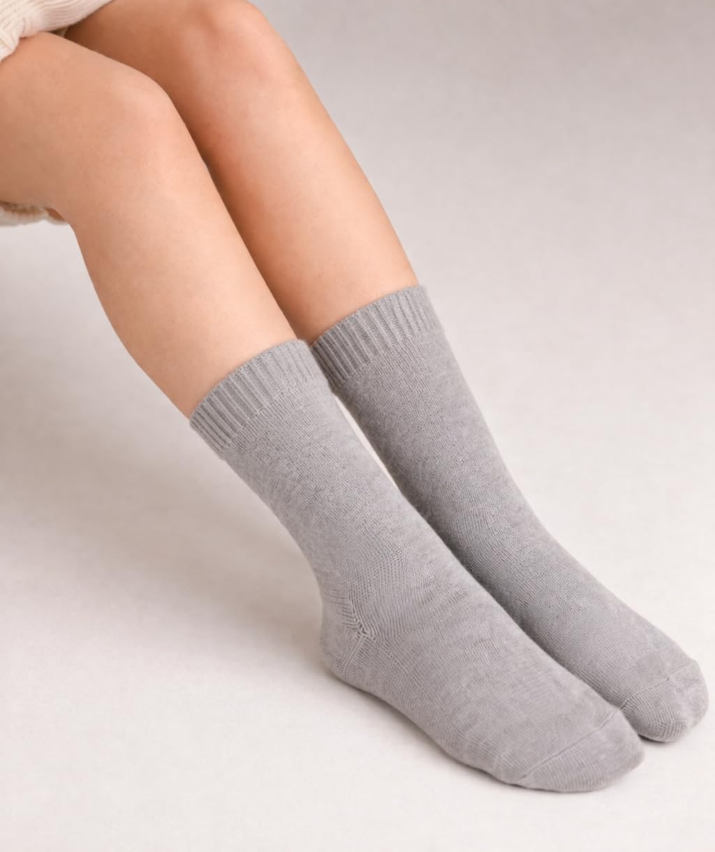 State Cashmere Unisex Ribbed Socks 100% Pure Cashmere Super Soft Bed Cuff Socks