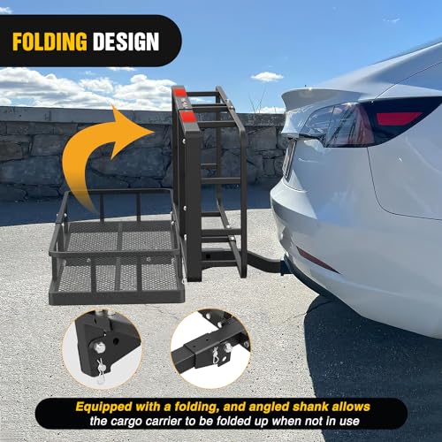 Image of Nilight 60 inch x 20 inchx 7.87 inch Hitch Cargo Carrier & 5 /8 inch Pin Clip Fits 2-Inch Receiver 500 Lbs Heavy Duty Capacity Luggage Basket Fold Up for SUV Pickup Camping Traveling