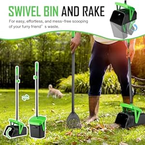 Pooper Scooper Swivel Bin  Rake with 20 Waste Bags Dog Pooper Scooper with Bag Attachment for Large Medium Small Dogs Poop Scooper with Lid for Lawn Yard Dog Kennel  Cucciolini Doodles Pooper scooper swivel bin  rake with 20 waste bags dog pooper scooper with bag attachment for large medium small dogs poop scooper with lid for lawn yard dog kennel   cucciolini doodles